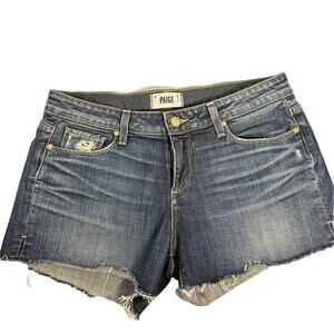 PAIGE Denim Daryn Cutoff Jean Shorts Size 27 Distressed Frayed Hem Designer